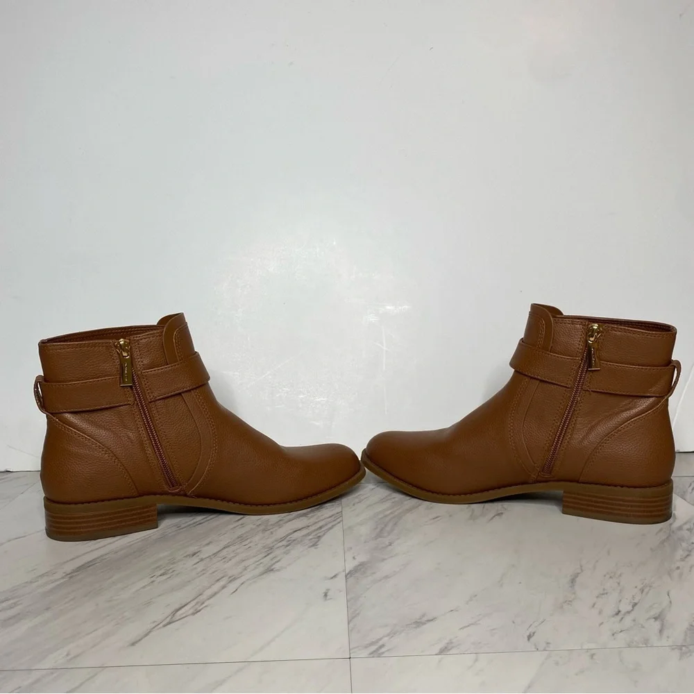 Michael Kors Jilly Brown Pebbled Faux Leather Bootie 9 1/2 M